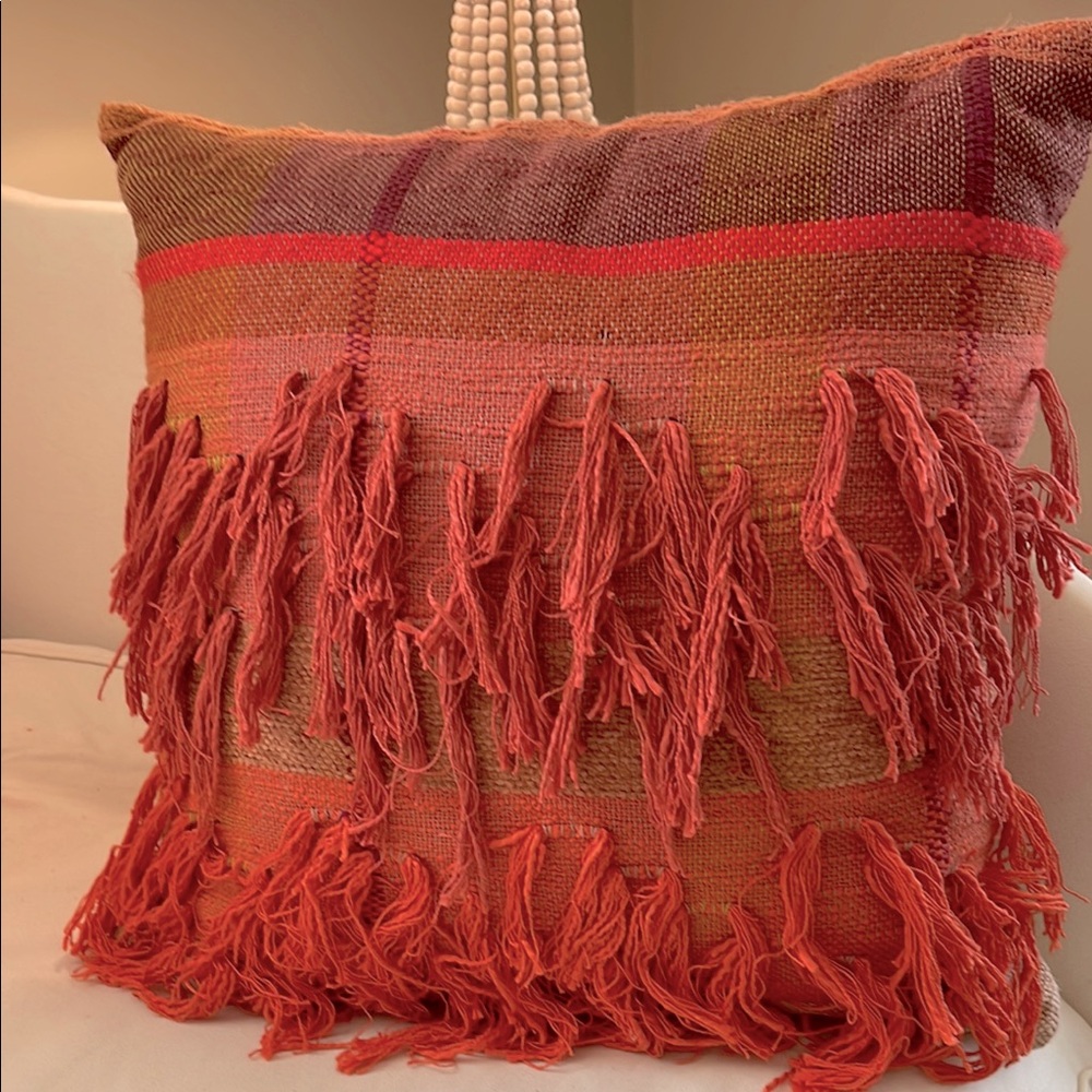Anthropologie Throw Pillow with Fringe 20x20